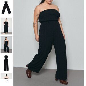 BNWT Fashion Brand Company Black Linen Strapless Jumpsuit Size Medium